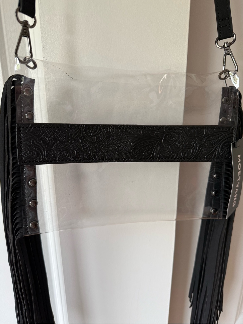 NWT Clear Crossbody Stadium Concert Bag with Black Fringe, Western - Picture 2 of 9
